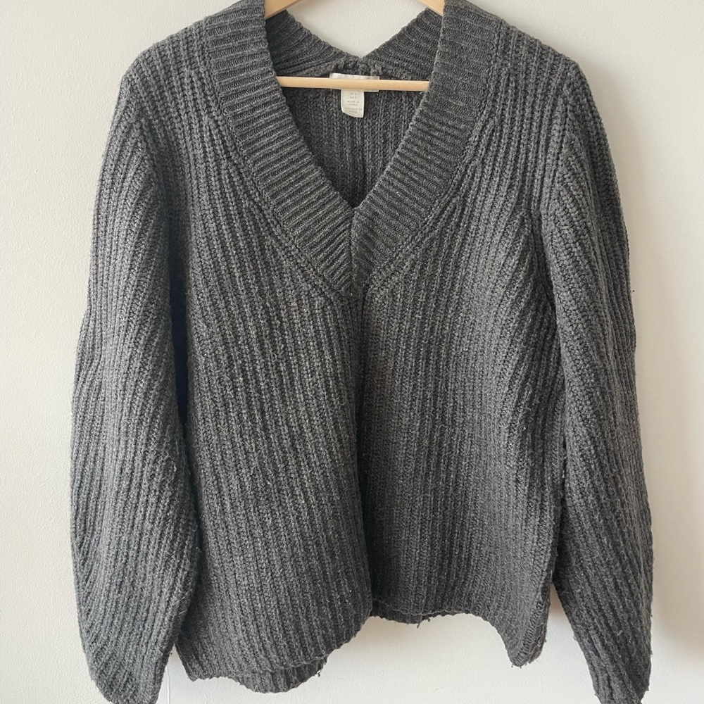 H&M Charcoal V-Neck Sweater